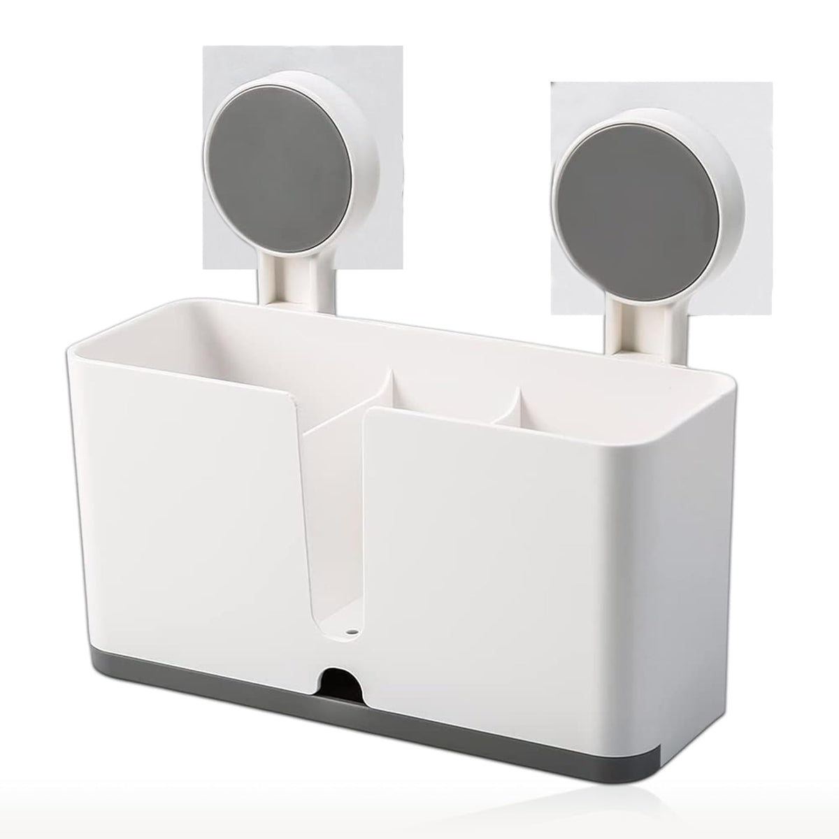 Storage bin set for toothbrush organization in bathroom with adhesive mount